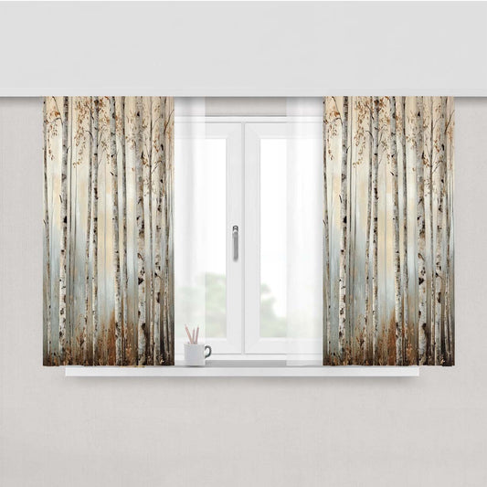 Forest Birch Trees Peach Skin Window Curtains