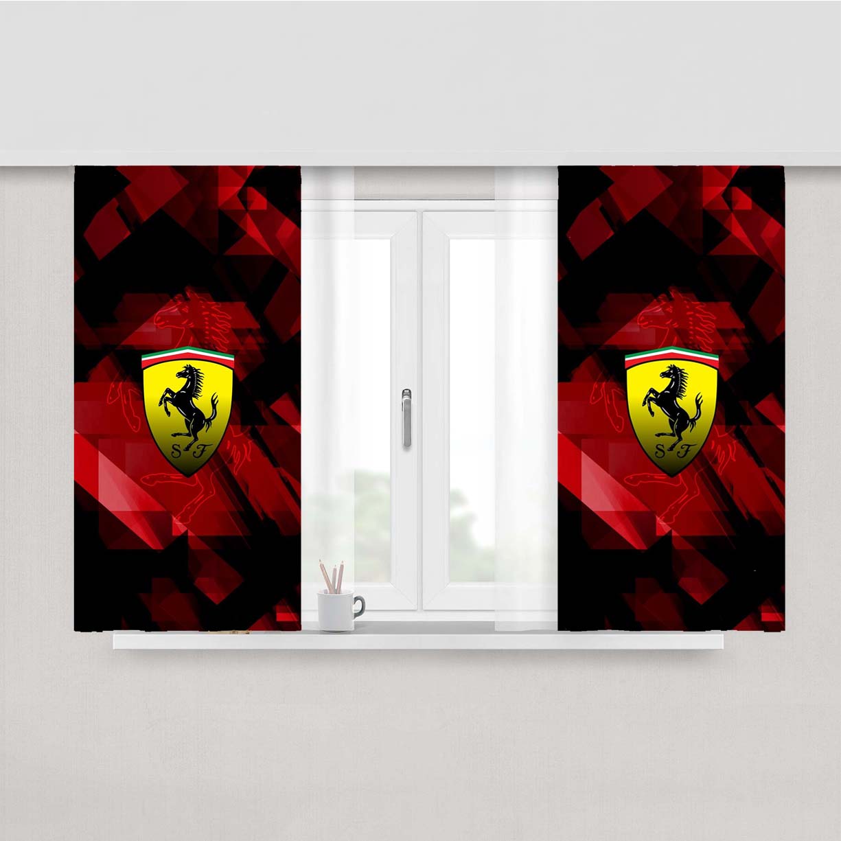 Formula 1 Ferrari Peach Skin Window Curtains