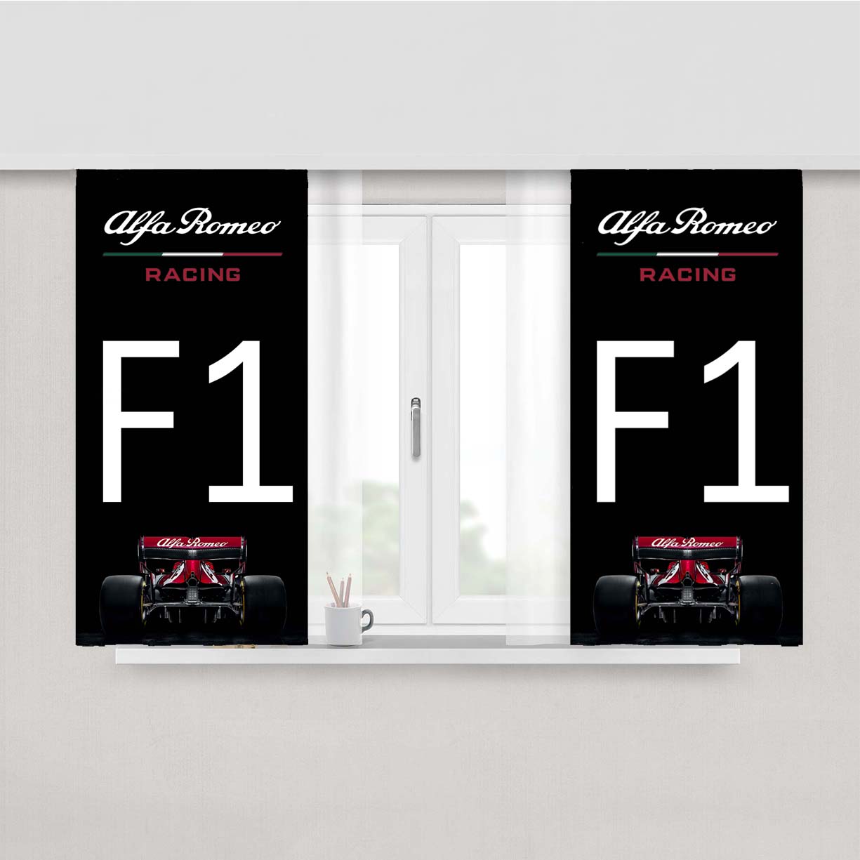 Formula One Alfa Romeo Peach Skin Window Curtains
