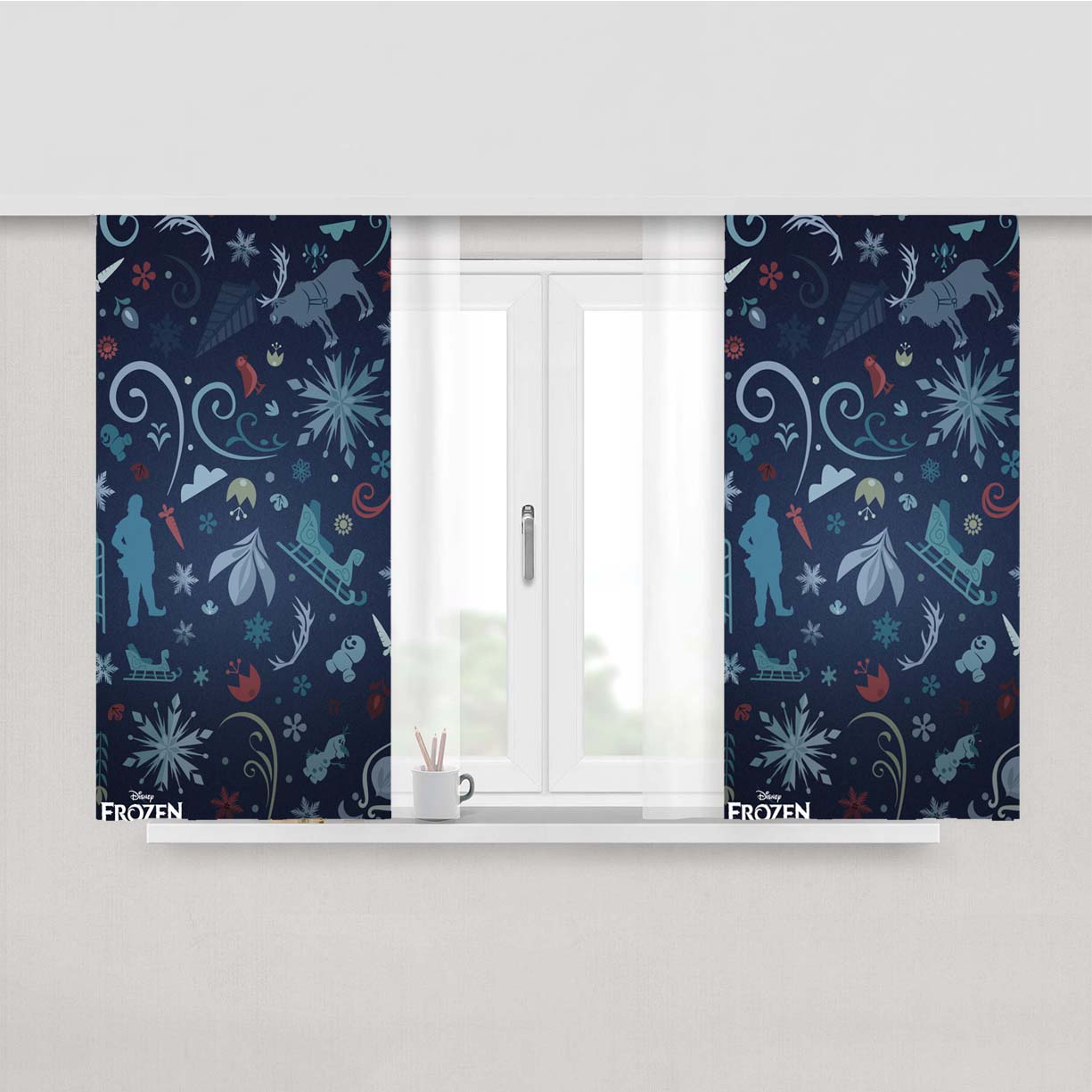 Frozen Pattern Wallpaper Dark Peach Skin Window Curtains