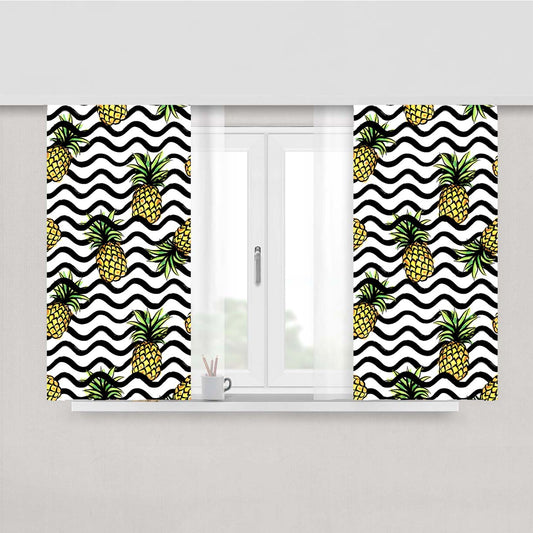 Fruit Wave With Pineapple Pattern Peach Skin Window Curtains