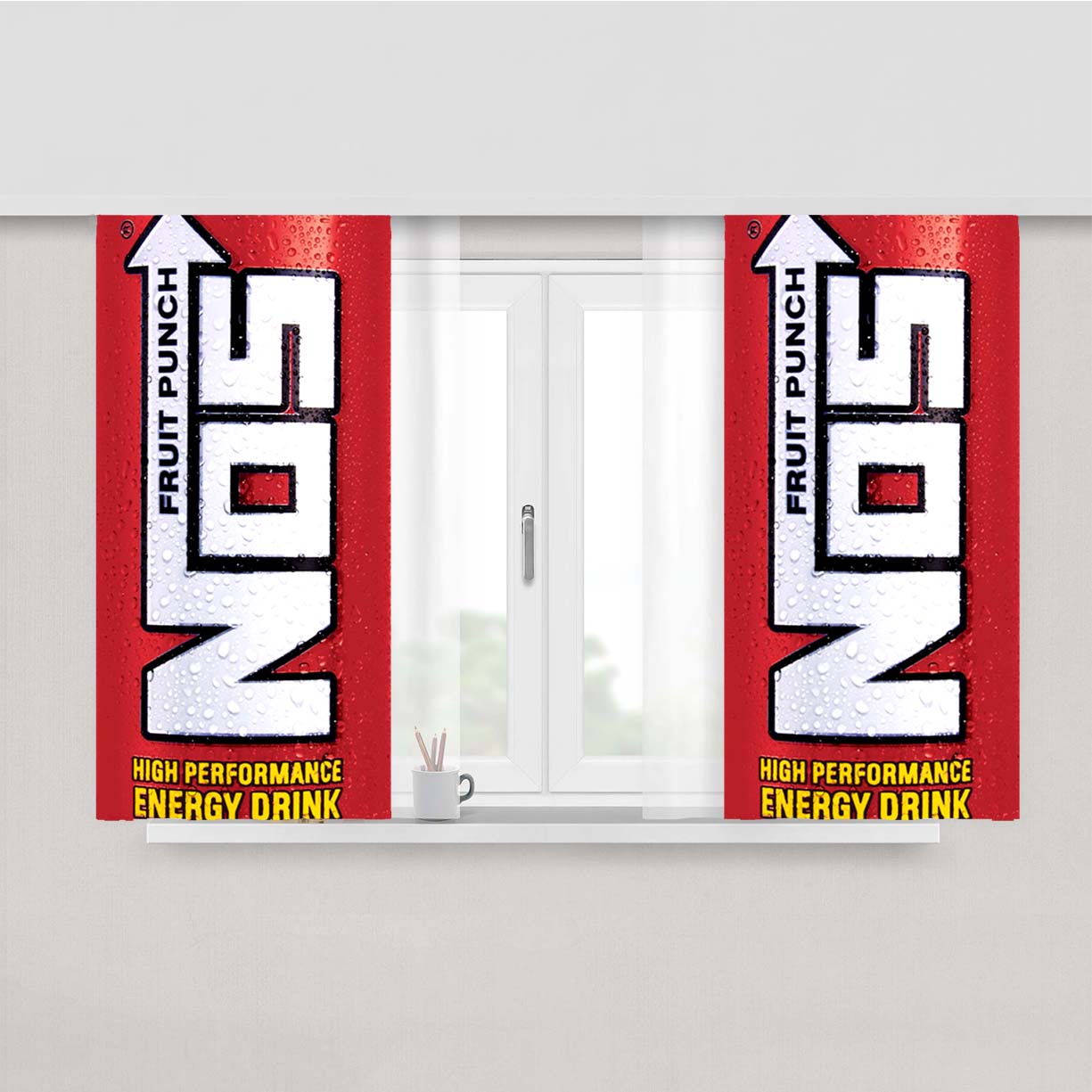 Funny Nos Energy Drink Peach Skin Window Curtains