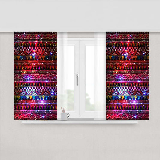 Galaxy Nebula Aztec 2 Peach Skin Window Curtains