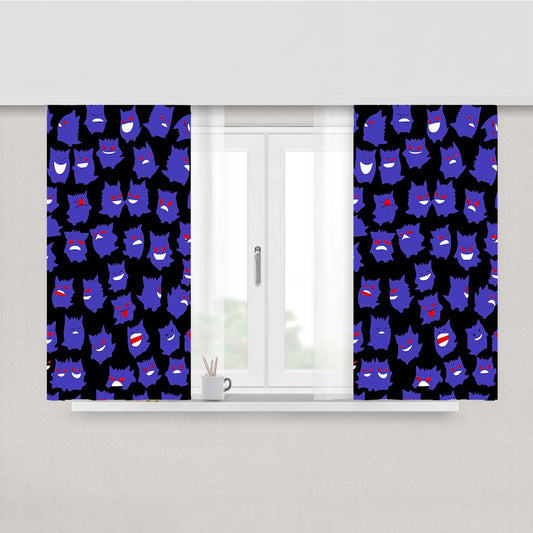 Gengar Pattern Peach Skin Window Curtains