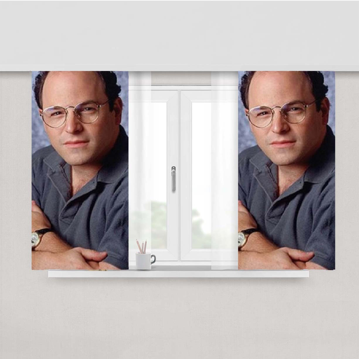 George Costanza Portrait Peach Skin Window Curtains