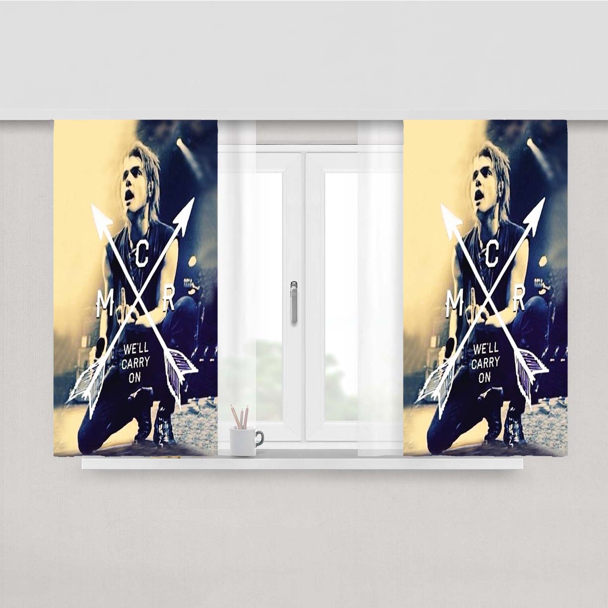 Gerard Way My Chemical Romance Peach Skin Window Curtains