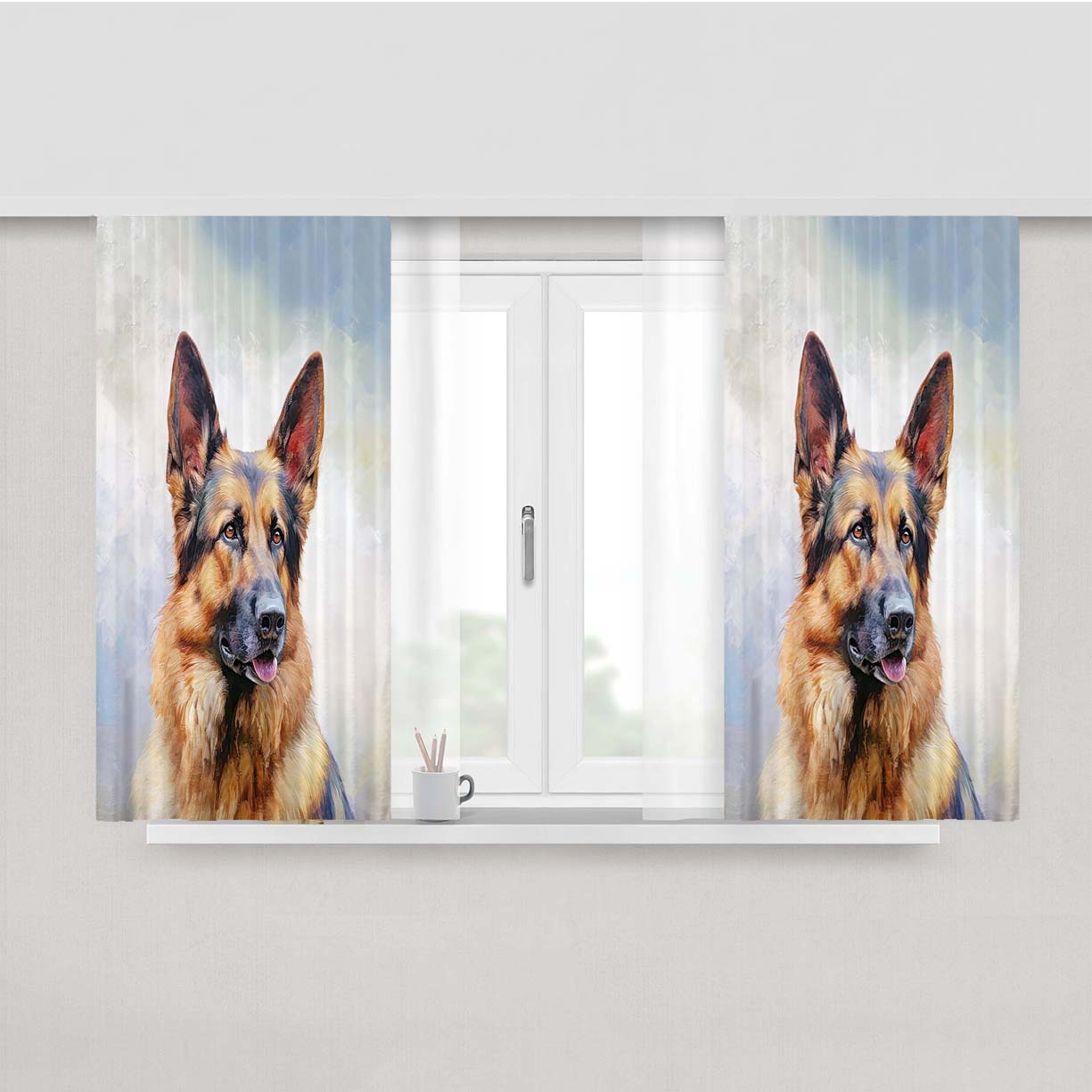 German Shepherd Peach Skin Window Curtains