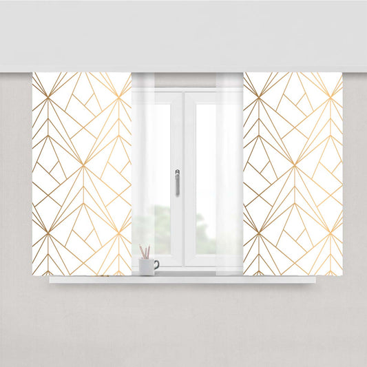 Gold Faux Foil Color Patterngeometric Peach Skin Window Curtains