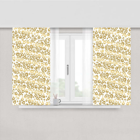 Gold Pattern Shine Cheetah Peach Skin Window Curtains