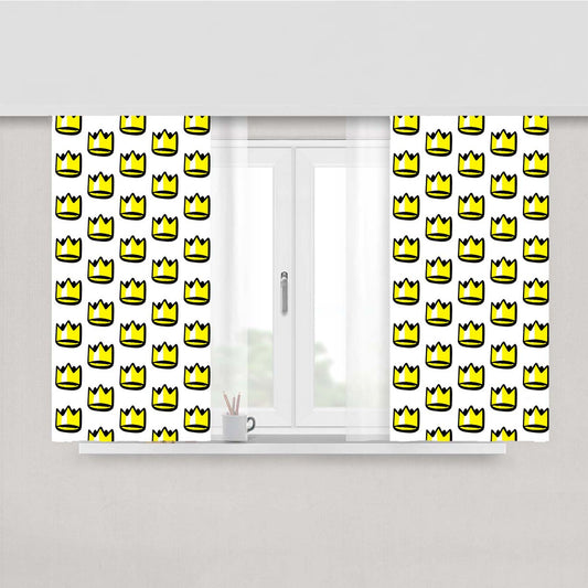 Golden Royal Crown Pattern Peach Skin Window Curtains
