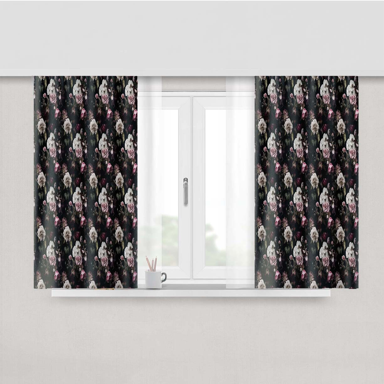 Gothic Floral Peach Skin Window Curtains