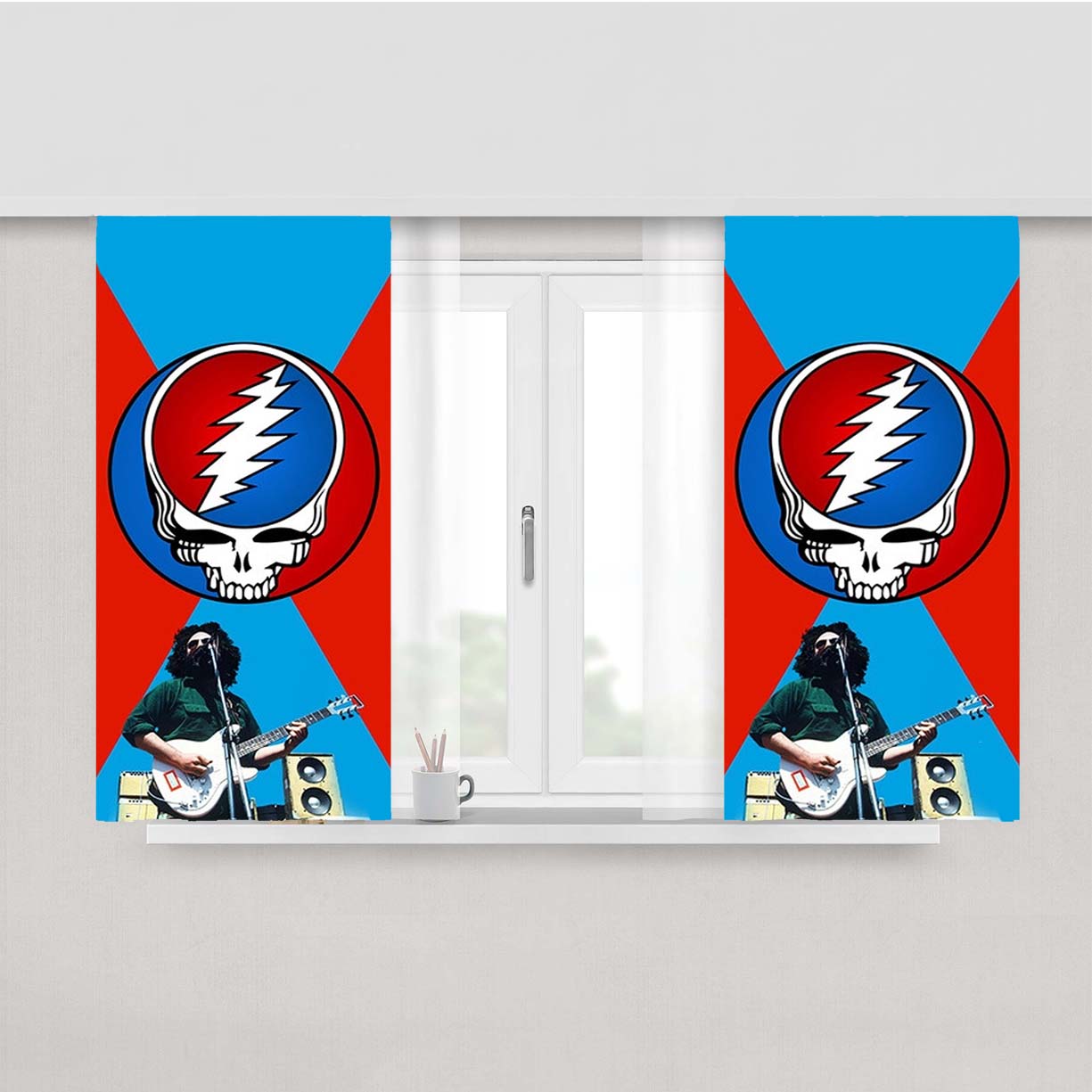 Grateful Dead Jerry Garcia Guitar Peach Skin Window Curtains