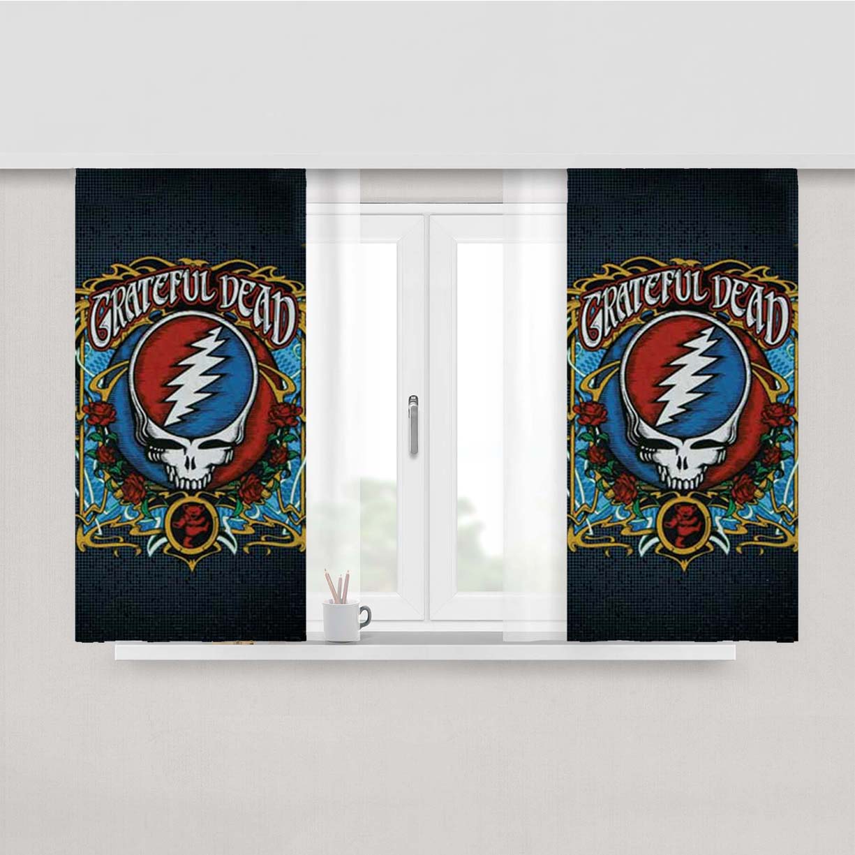 Grateful Dead Shirt Design Peach Skin Window Curtains