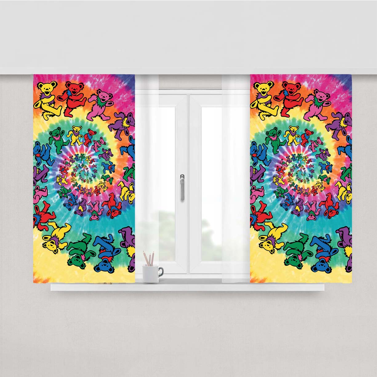 Grateful Dead Tapestry Tie Dye Peach Skin Window Curtains