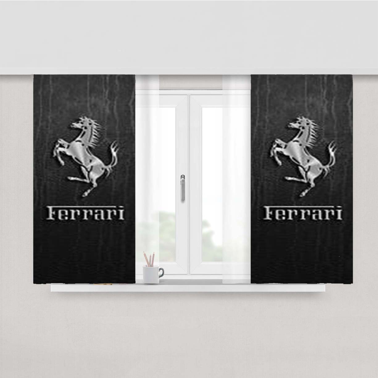 Great Ferrari Logo Peach Skin Window Curtains