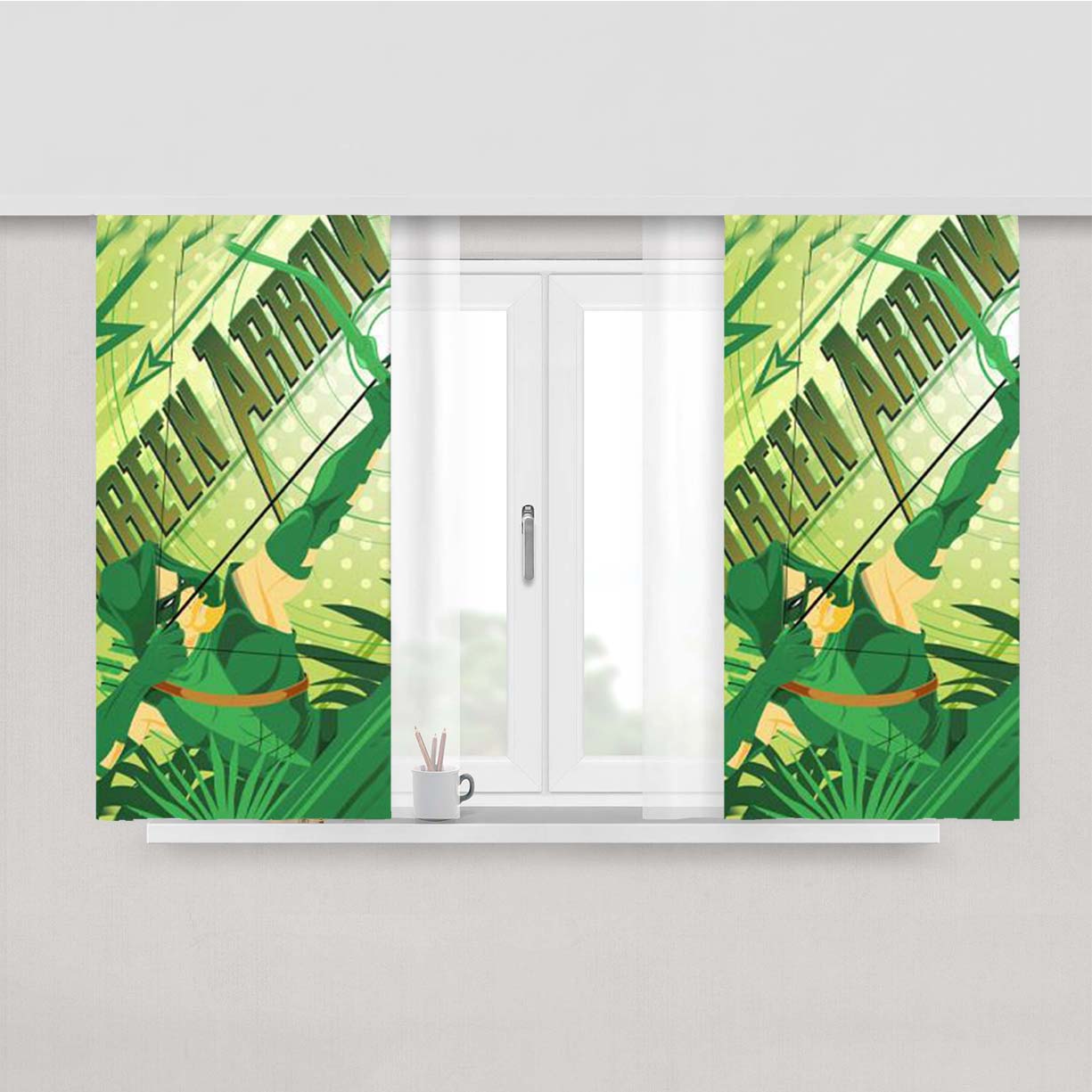 Green Arrow Art Peach Skin Window Curtains