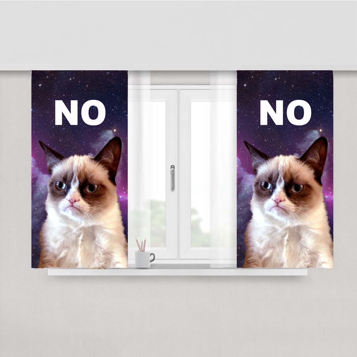 Grumpy Cat Peach Skin Window Curtains