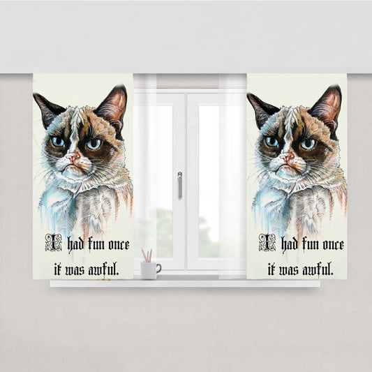 Grumpy Cat I Had Fun Once Peach Skin Window Curtains