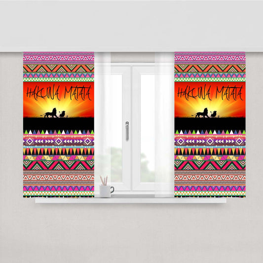 Hakuna Matata Aztec Pattern Fabric Window Curtains