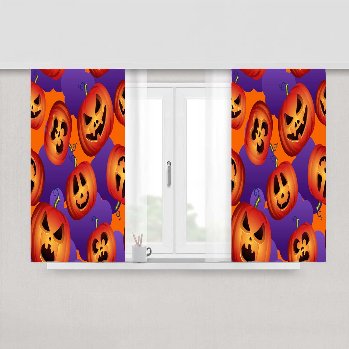 Halloween Pattern 02 Fabric Window Curtains