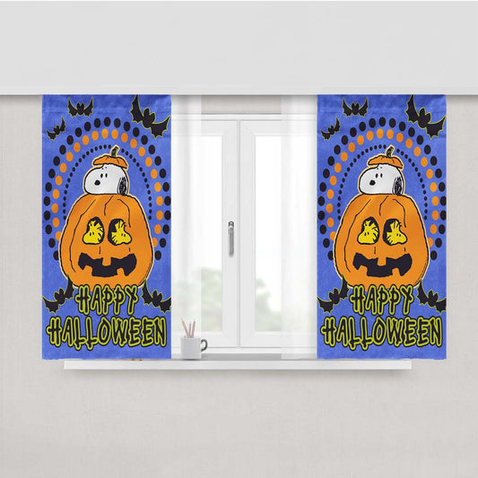 Halloween Snoopy Jack O'Lantern Fabric Window Curtains