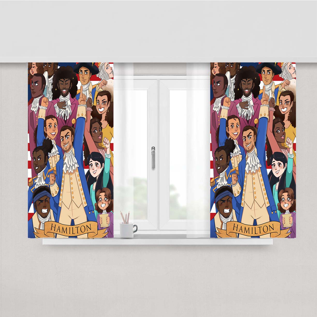 Hamilton American Musical Characters Artwork Fabric Window Curtains
