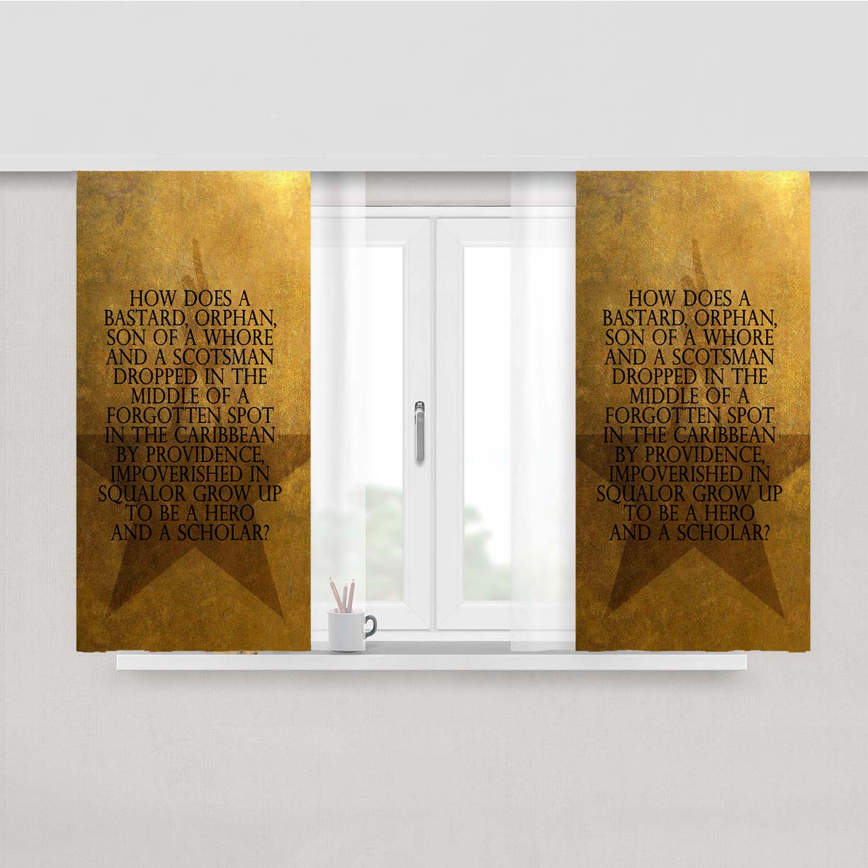 Hamilton Broadway Quotes Fabric Window Curtains