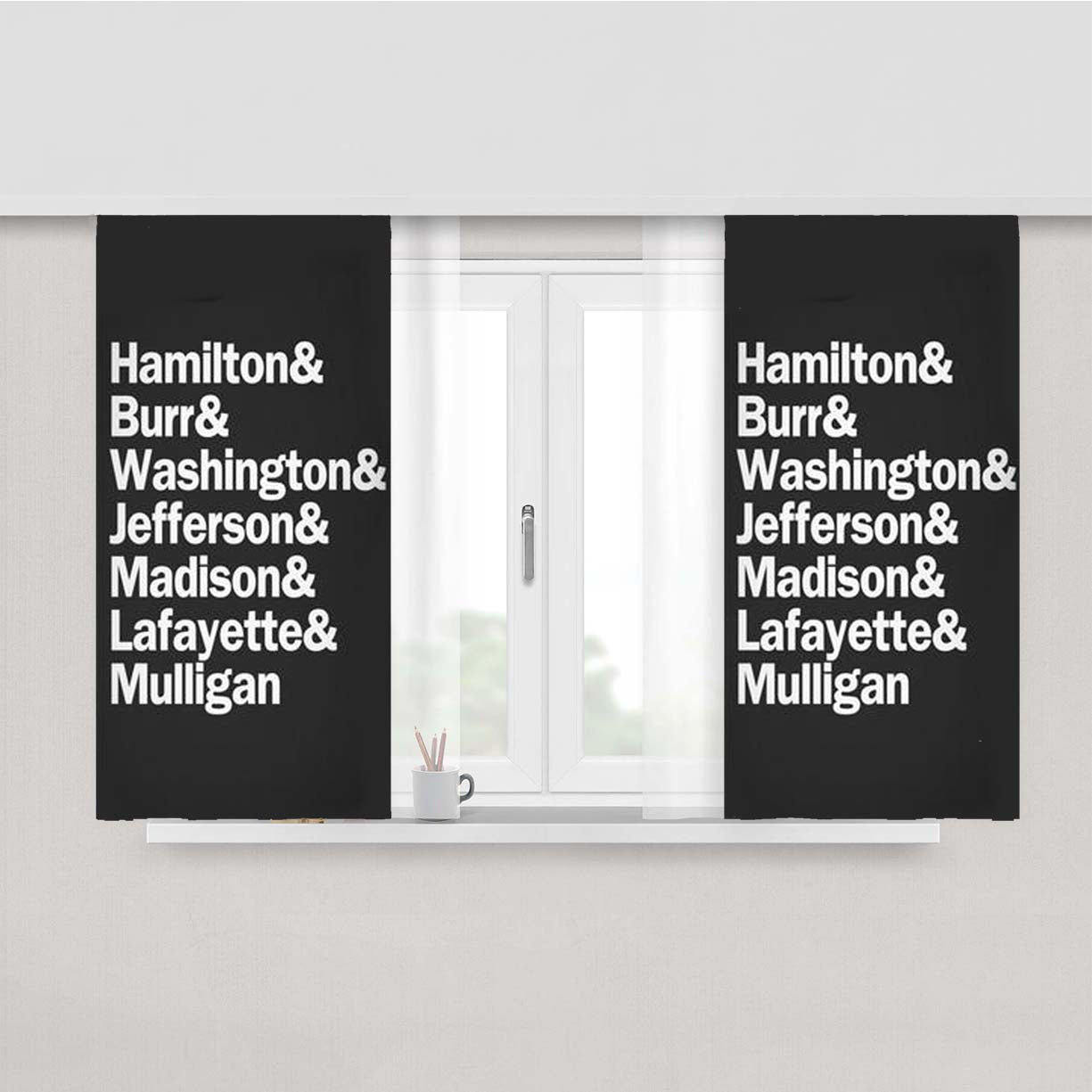 Hamilton Burr Washington Jefferson Madison Lafayette & Mulligan Fabric Window Curtains