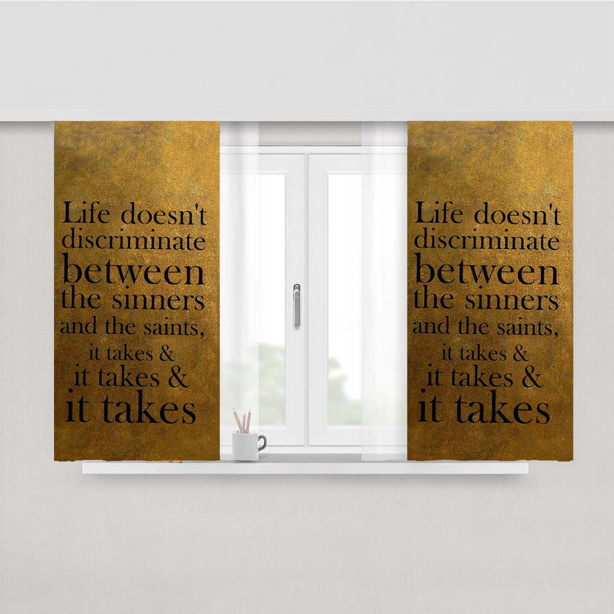 Hamilton It Takes Quotes Fabric Window Curtains