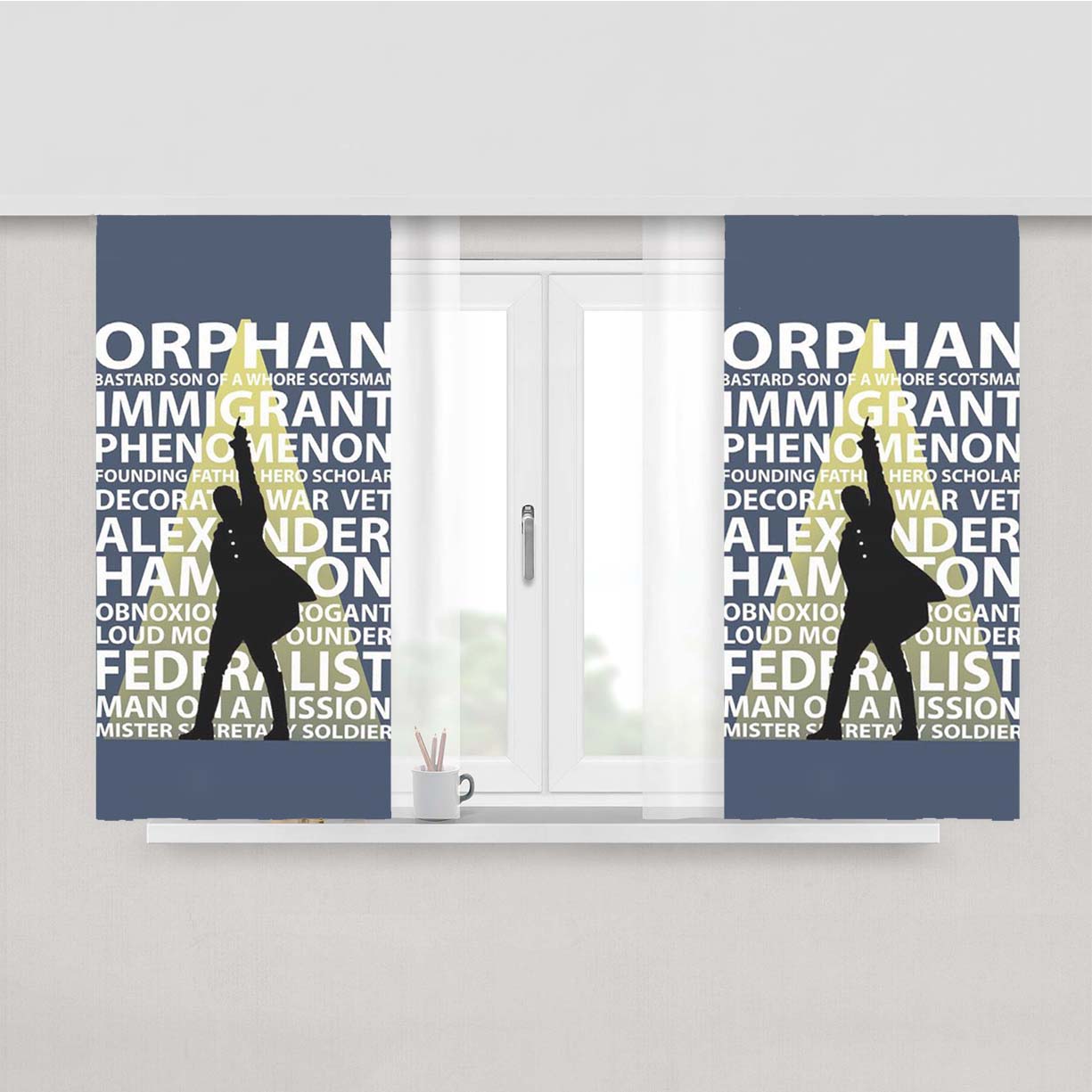 Hamilton Musical Quotes Fabric Window Curtains