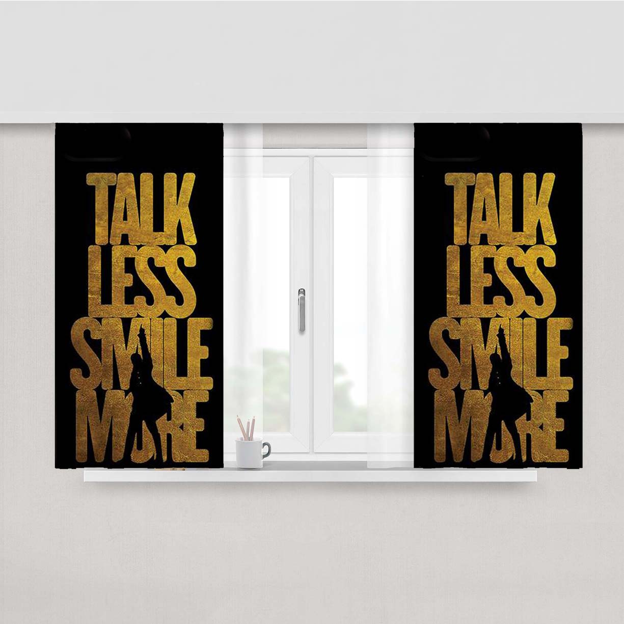 Hamilton Quote Fabric Window Curtains