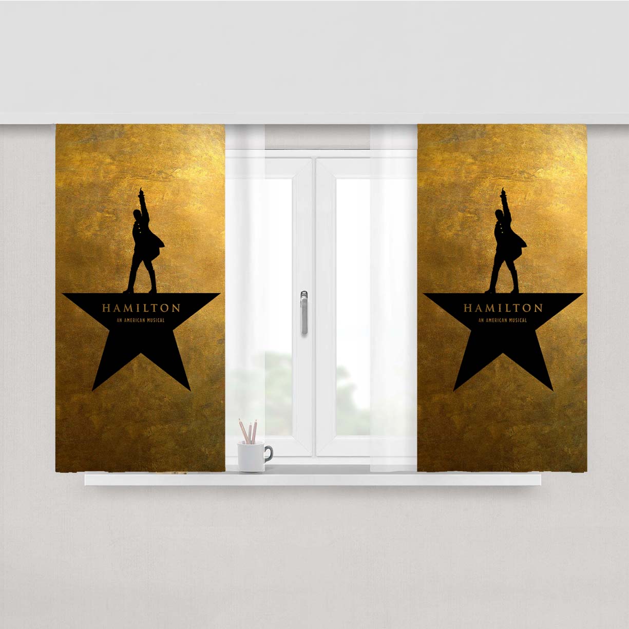 Hamilton The Musical Golden Fabric Window Curtains