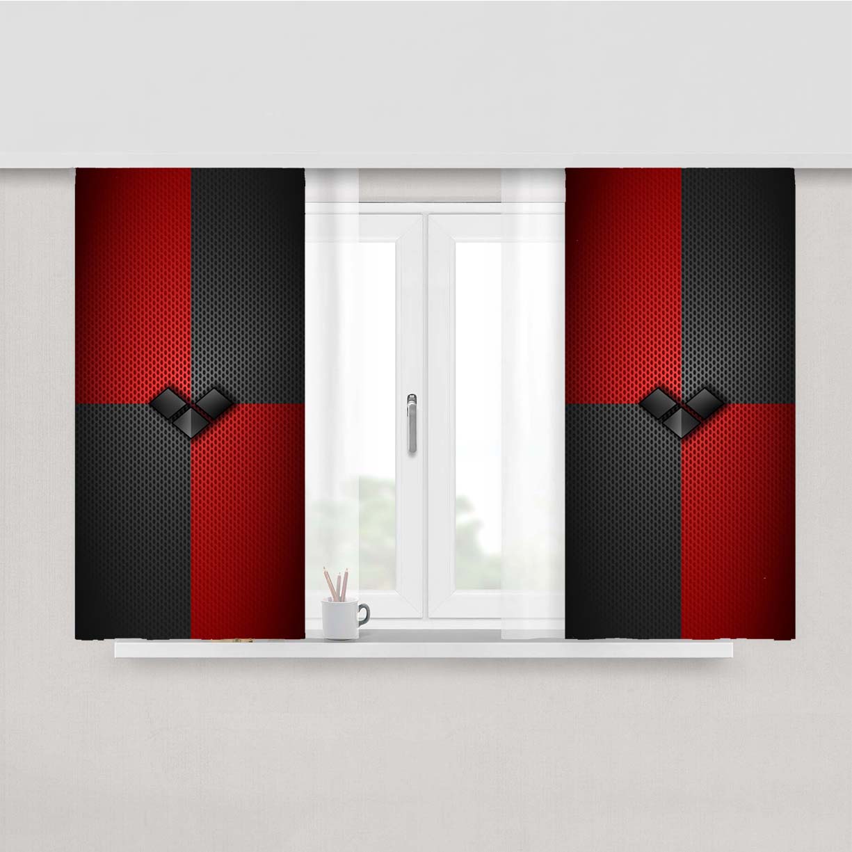 Harley Quinn Black Diamonds Fabric Window Curtains