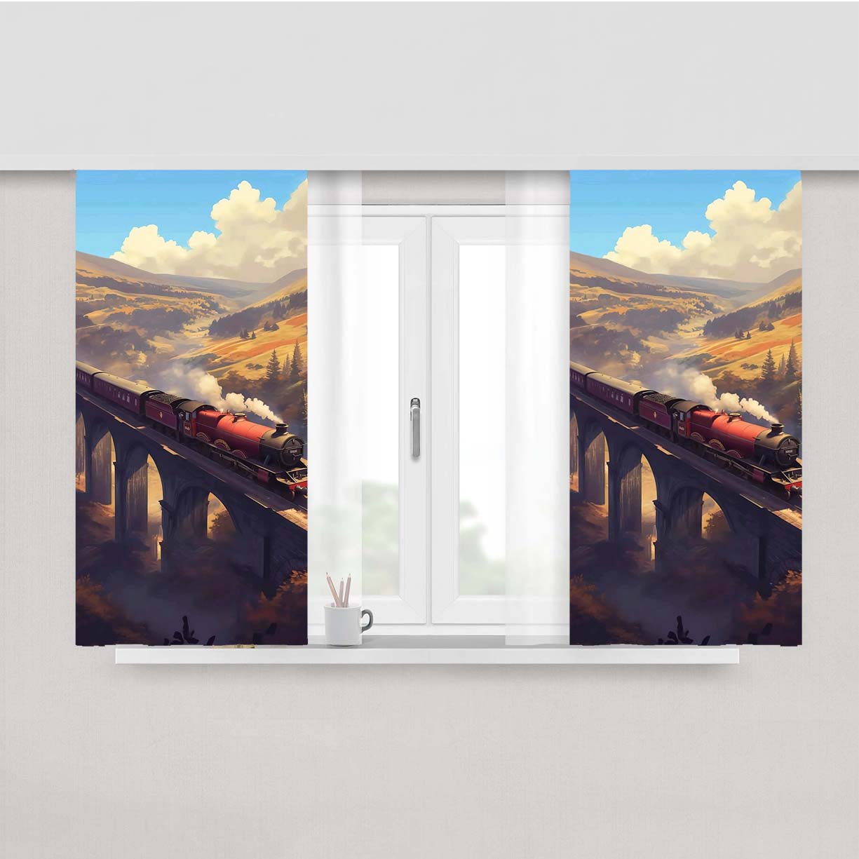 Harry Potter Classic Train Wallpaper Fabric Window Curtains