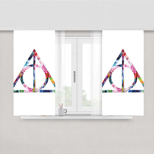 Harry Potter Deathly Hallows Symbol Floral Fabric Window Curtains