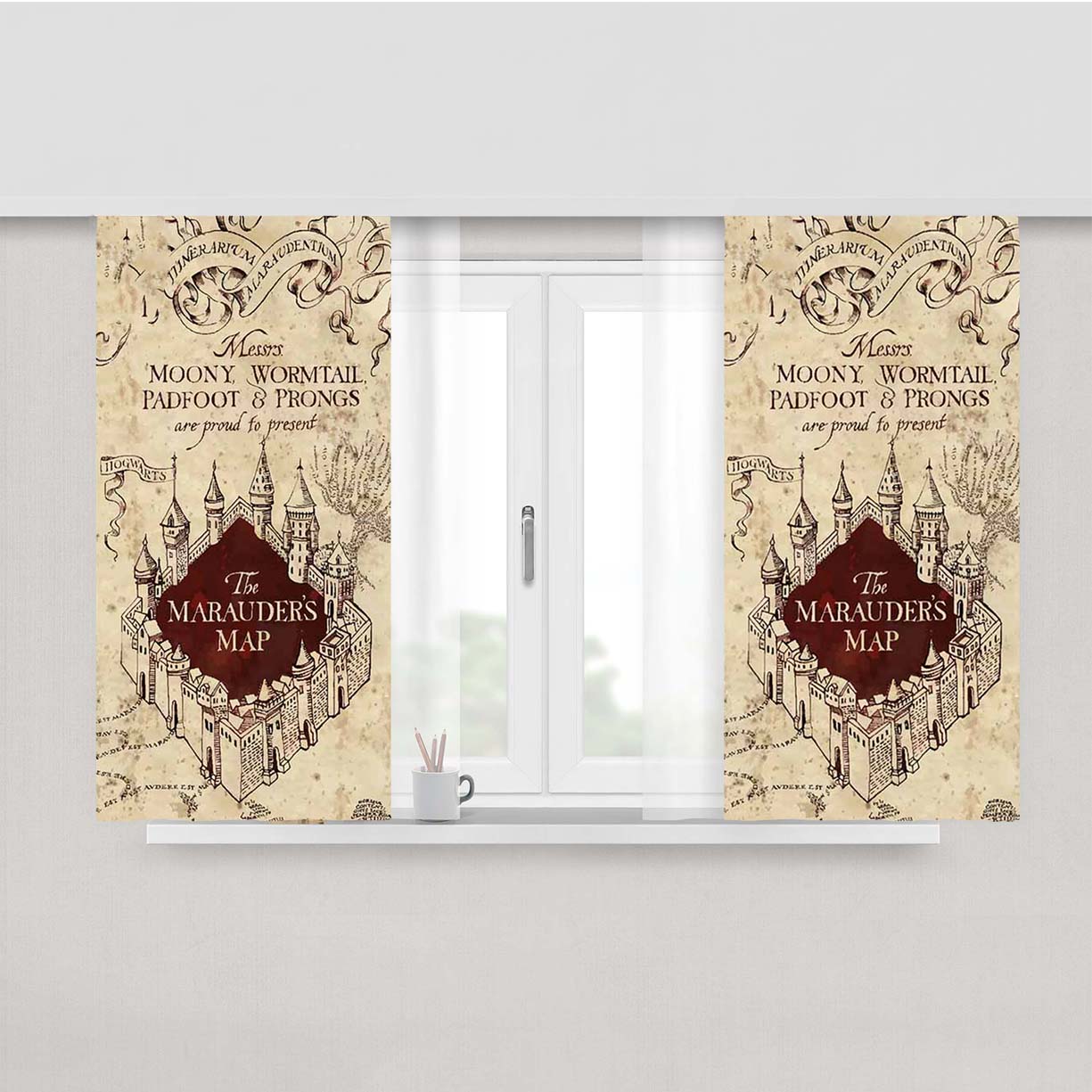 Harry Potter Inspired The Marauders Map Fabric Window Curtains
