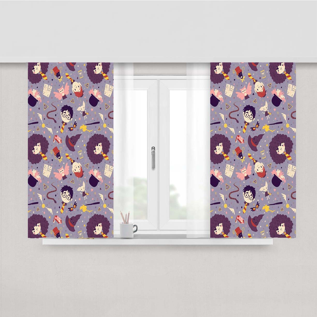 Harry Potter Purple Pattern Fabric Window Curtains
