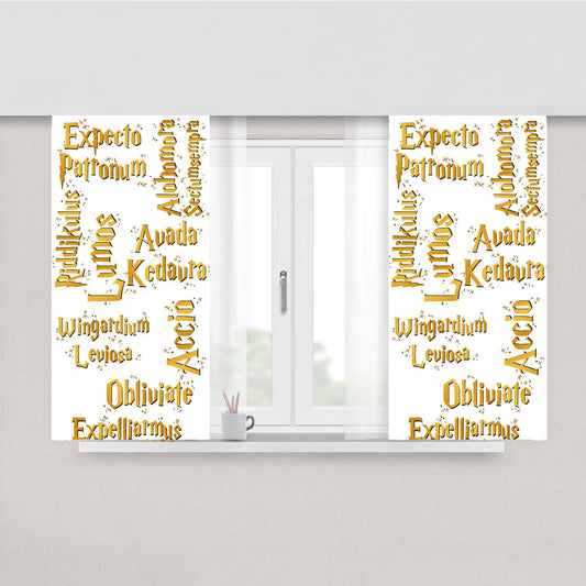Harry Potter Spells Collage Pattern Fabric Window Curtains