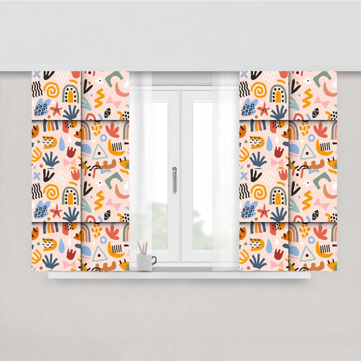 Havana Patterns Peach Fabric Window Curtains