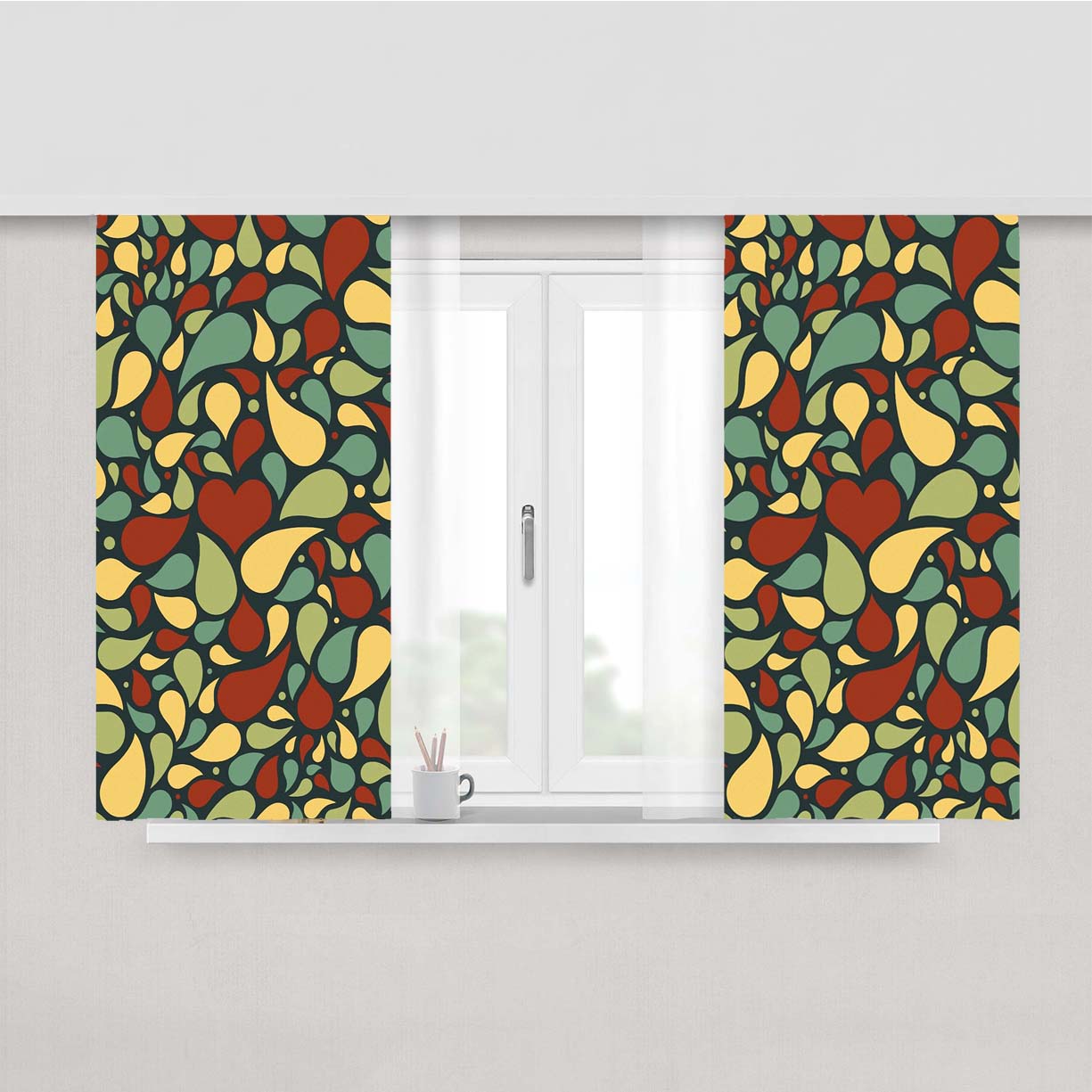 Heart Pattern Fabric Window Curtains