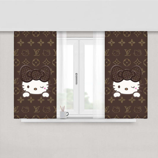 Hello Kitty Chocolate Elegant Pattern Window Curtains
