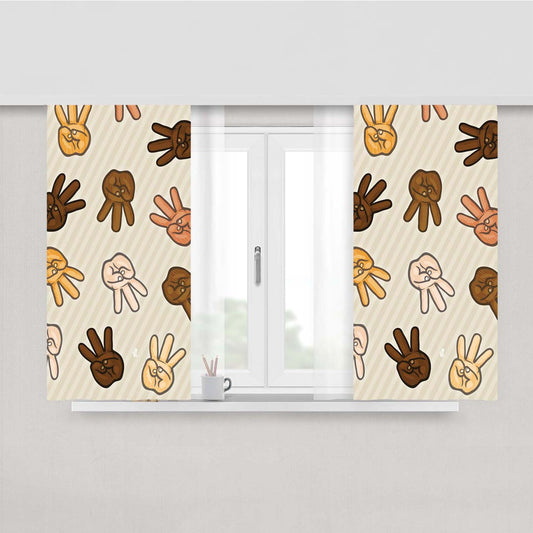 Hiiipower Hands Pattern Peach Skin Window Curtains