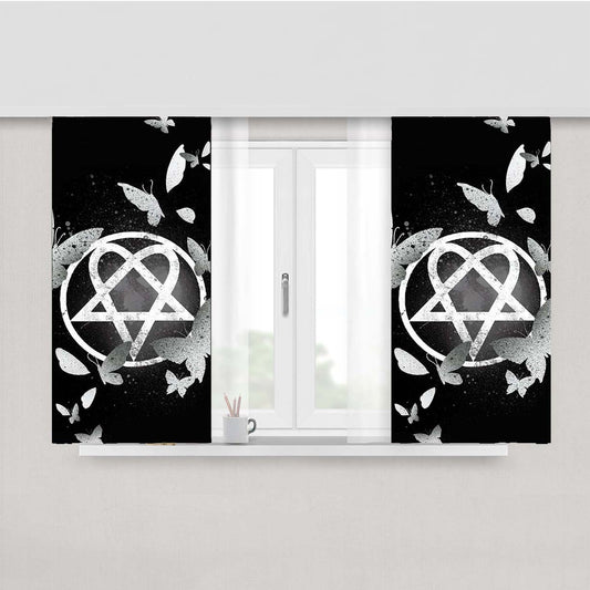 Him Band Heartagram Icon Peach Skin Window Curtains