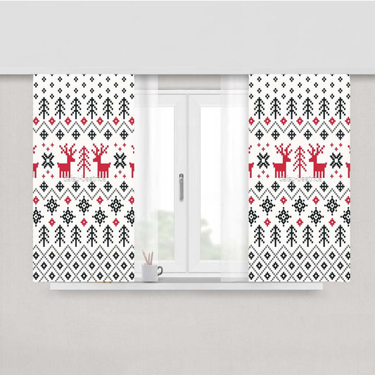 Holiday Sweater Pattern Peach Skin Window Curtains