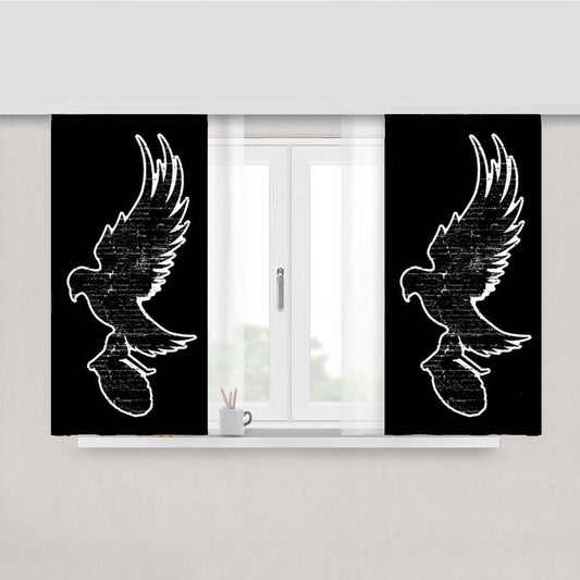 Hollywood Undead Bird Logo Black White Peach Skin Window Curtains