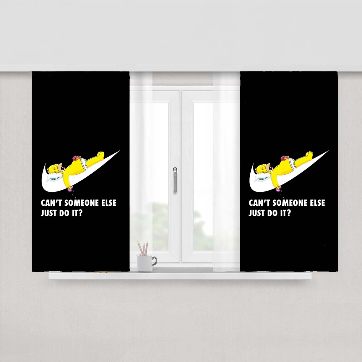 Homer Simpson Nike Black Peach Skin Window Curtains