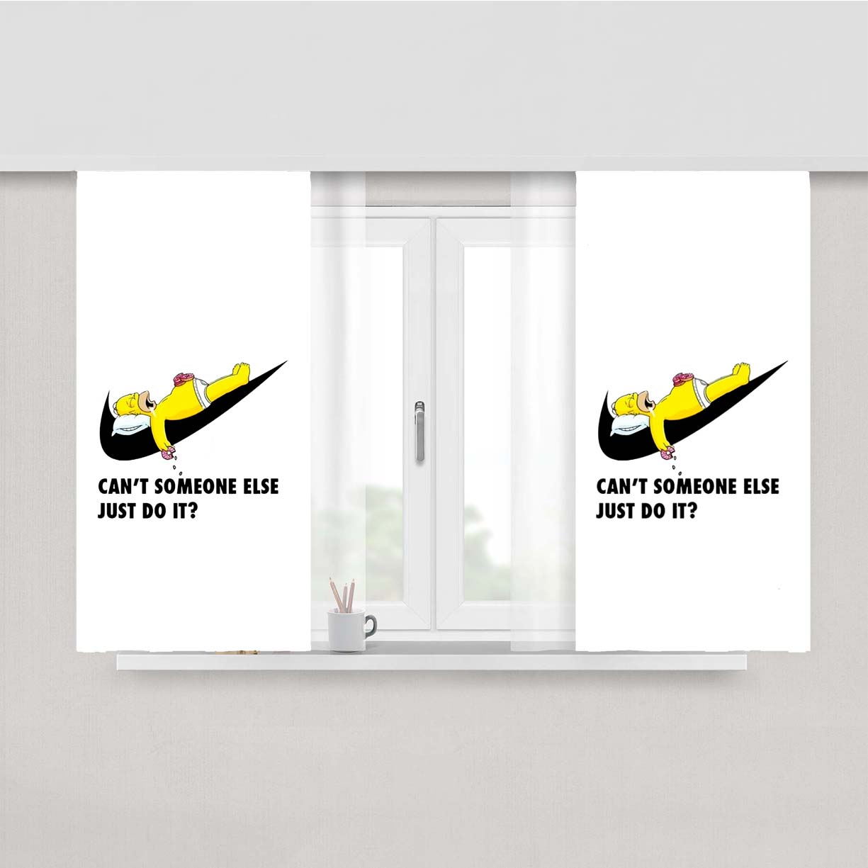 Homer Simpson Nike White Peach Skin Window Curtains