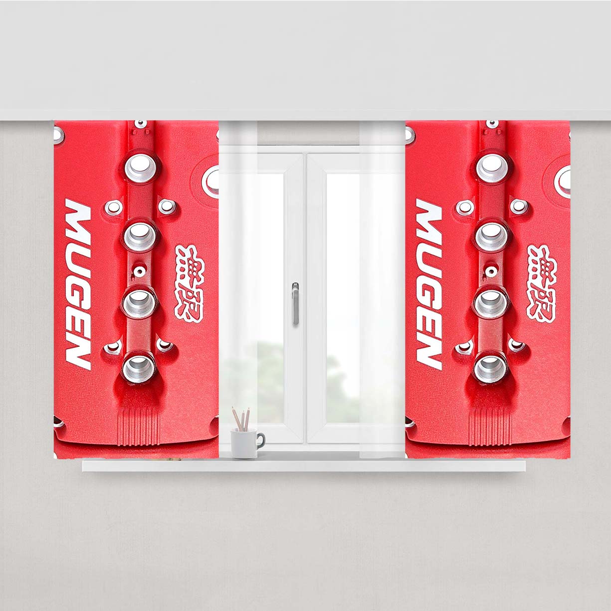 Honda Mugen Engine Peach Skin Window Curtains