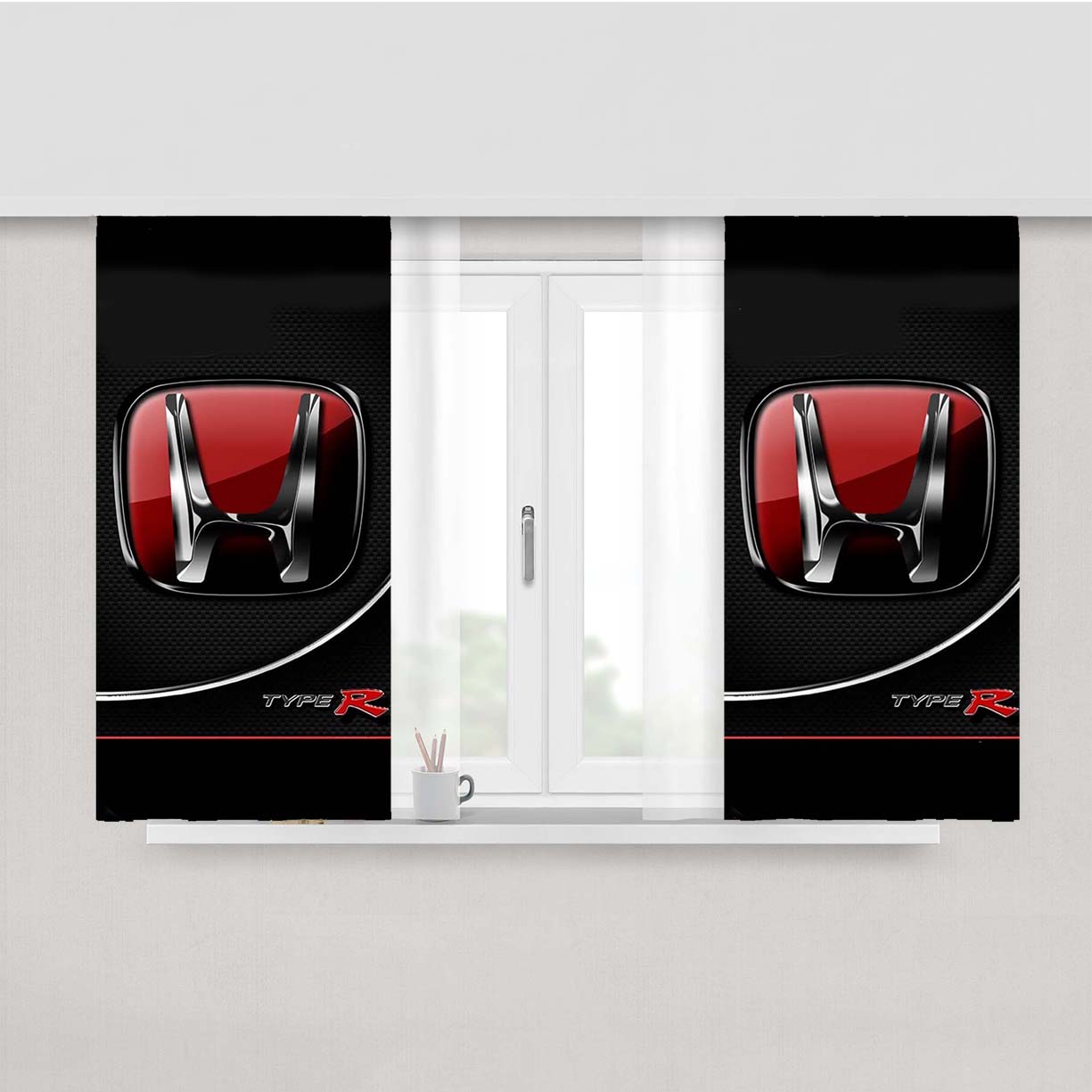 Honda Type R Logo Peach Skin Window Curtains