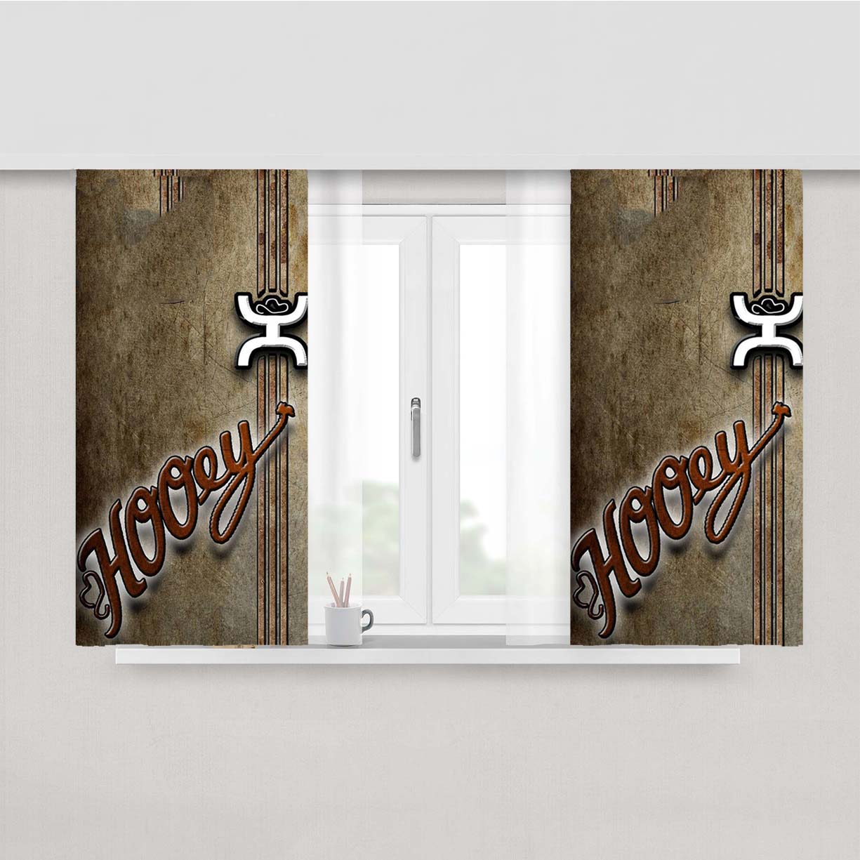 Hooey Logo Peach Skin Window Curtains